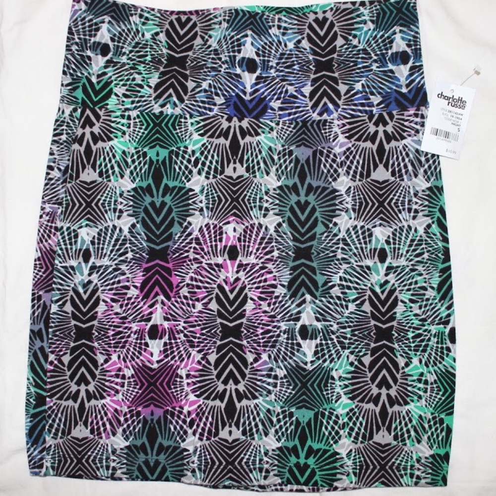 NWT Charlotte Russe Print Bodycon Mini Skirt